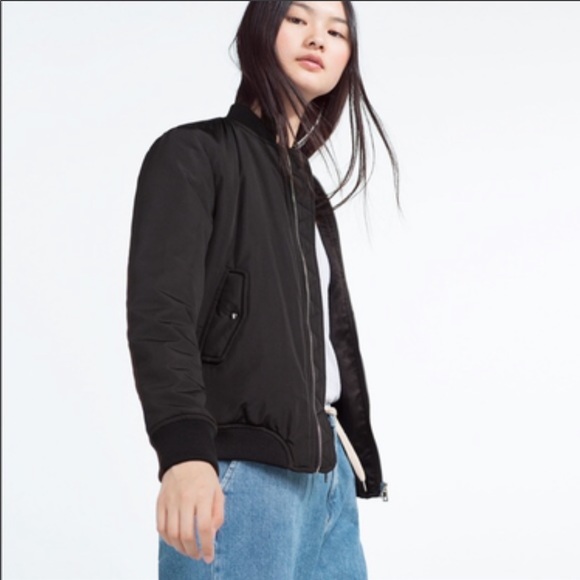 Zara Black Bomber Jacket Size: S